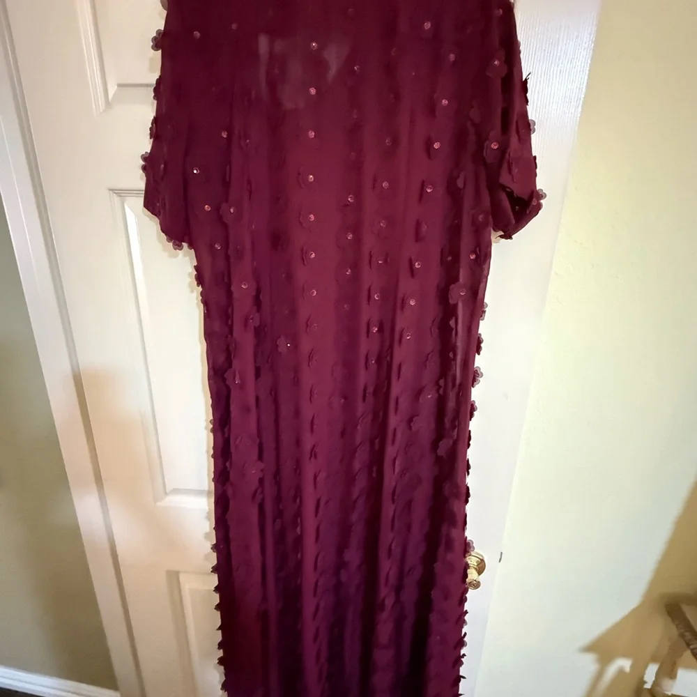 Anthropologie (Porridge) Deep Red Textured Long Sleeve Dress. Only worn once. - Picture 6 of 7